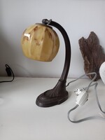 Art Deco éjjeli lámpa, eredeti üvegbúrával