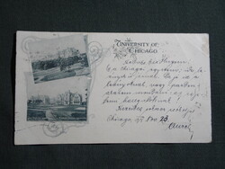 Képeslap,USA,Chicago,University of Chicago,egyetem látkép,részlet,1898-