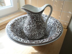 Antik L&C.H. Hardtmuth fajansz mosdótál és mosdókancsó