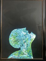 Nagy-Pál Balázs, cím Sült galamb, vegyes technika, 70*100 , Keret nélkül