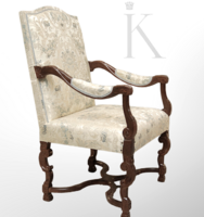 Antik stílusú karosszék trónszék új kárpittal