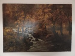 Szabolcsi Tanyi József őszi erdő szarvasokkal tájkép 70x100 cm