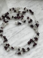 Nagyon szép ezüst nyakék 4 soros valódi gránát és hegyikristály  kövekkel.