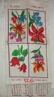 Retró textil naptár 1975