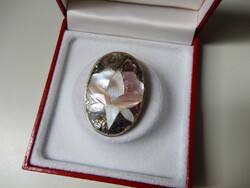 Régi mexikói alpakka bross gyöngyház berakással