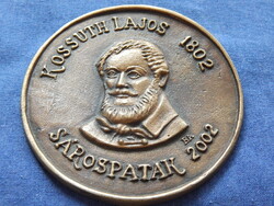 Kossuth Lajos 1802 2002 Sárospatak - jelzett (BA szignóval) egyoldalas bronzplakett 90 mm