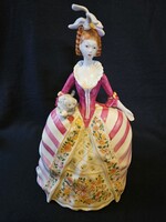 Hollóházi Barokk úri hölgy macskával