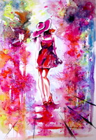 Kovács Anna Brigitta: Magic in the city II -  watercolor painting - Varázslat a városban II