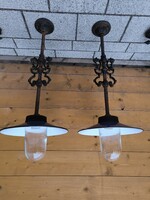 Vas làmpa csillàr zomànc, üveg búra, öntöttvas középső része Van