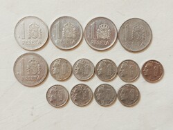 Spanyolország 14 db Különböző Érme 1 Peseta 1982-1998