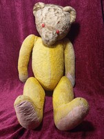 Régi 57 cm-es hatalmas piros szemű maci, mackó