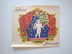 Régi magyar csomagolópapír Lukács Csokoládé-Gyár Szaloncukor karácsony angyal reklám 47x20 cm