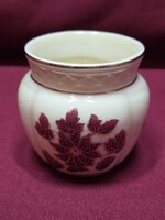 Zsolnay bordó virág mintás pici kaspó