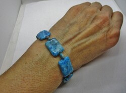 Különleges ritka krizokolla malachit karkötő ezüst kapoccsal