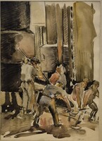 Mende Gusztáv (Sopron, 1899 - Sopron, 1963): Munkajelenet / Vasöntő munkások