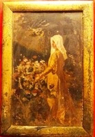 Benczúr Gyula ( 1844 - 1920 ) alkotása KEDVENCEIM próbafestmény olaj - fa 39 X 27 cm