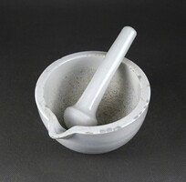 1Z226 Régi Zsolnay porcelán patika mozsár gyógyszerész mozsár törővel 14 cm
