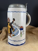 Nagyon ritka szecessziós 1 literes sörös korsó (1900-1905)