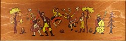1Z255 Berényiné Szilády Sarolta : Táncosok - népies életkép - falidísz 102 x 40.5 cm