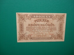 10000 adópengő 1946 sorszámos, vízjeles Eltolódott sorszám!