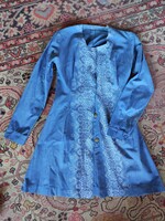 Custom-made elegant girl's school cape sewn from thin denim with a painted pattern