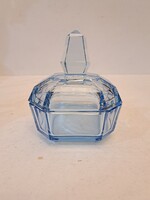 Üveg art deco dobozka, bonbonier, ékszertartó, színesüveg, 1920-30-as évek