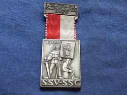 Einzelwettschiessen Concours Individuel 1962-svájci lövész kitüntetés szalaggal (P.Kramer Neuchatel)