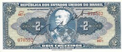 2 cruzeiro cruzeiros 1944 kézi aláírás Brazilia Ritka 2.