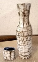 MID-CENTURY hódmezővásárhelyi MÁZAS KERÁMIA  VÁZA és cigaretta kínáló párban - Art&Decoration
