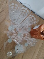 Üveg tálca,poharakkal  - "a pop - art jegyében