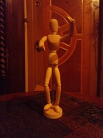 Minden ízében mozgatható fa bábu,  figura,  ékszertartó - 34 cm
