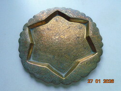 Tűzaranyozott Kézzel készített Keleti niellós madár és elefánt mintákkal bronz tál