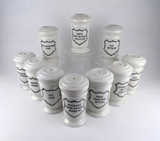 1Y942 Régi 10 darabos Zsolnay porcelán patika tégely csomag 16.7 cm