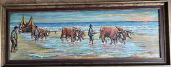 C.J.J. Solinger 1977 Oil on Canvas Painting 30x90cm