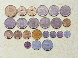 Spanyolország 23 db Különböző Érme 10,50 Centimos 1,5,25,100 Pesetas 1945-1998