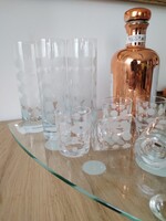 Üveg tálca,poharakkal  - "a pop - art jegyében