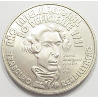 Portugália,100 escudos 1981 - a fogyatékkal élők nemzetközi éve aUNC+ nikkel