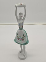 Hollóházi porcelán figura,párnat tartó lány 28,5cm