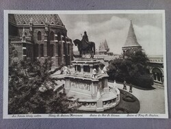 Antik fotónyomat (vsz. Divaldy) Budapest, Szt. István király szobra a Várban 1920 körül 15,5 x 22 cm
