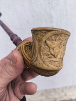 Antik tajték pipa vadàsz téma szarvas minta faragàs kb 1890. Jelzett : Latzko