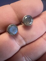 Labradorit vintage button ezüst fülbevaló