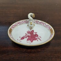 Herendi pur-pur Apponyi mintás porcelán tál, névjegy kártya tartó