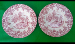 2 db angol stílusú ,jelzetlen francia feltehetőleg  Lunevilla fajansz levesestál d:23 cm