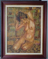 Bihon Győző festmény, 80 x 60 cm, kerettel: 97 x 77 cm