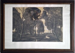 Cezanne aláírással Ismeretlen festő : Erdei táj