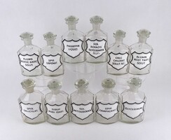 1Y968 Régi nagyméretű gyógyszertári patika üveg csomag 11 darab tégely 16.5 cm