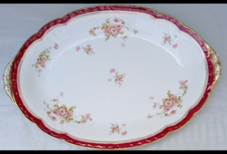 Vintage extra méretű /52x36,5 cm /A&D kézzel festett virágmintás Limoges France pulykatál