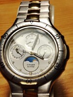 RITKA!!! 39mm Citizen Lighthouse óra karóra vintage 4330-432339 Tripledate Sun and Moon