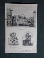 Képeslap,Szlovákia,Pozsony,Pressburg,Magyar király szálló,Mária Terézia,Szt. Márton szobor,1902-