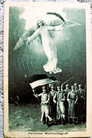 Cca. 1916 I. VILÁGHÁBORÚ KARÁCSONY ÜDVÖZLET ALLEGORIKUS KATONA -I KORABELI FOTÓ FOTÓLAP
